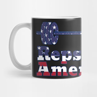 Patriotic Barbell Reps For America USA Gym T-shirt Mug